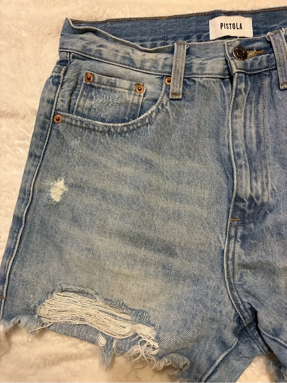 Pistola Distressed Denim Shorts